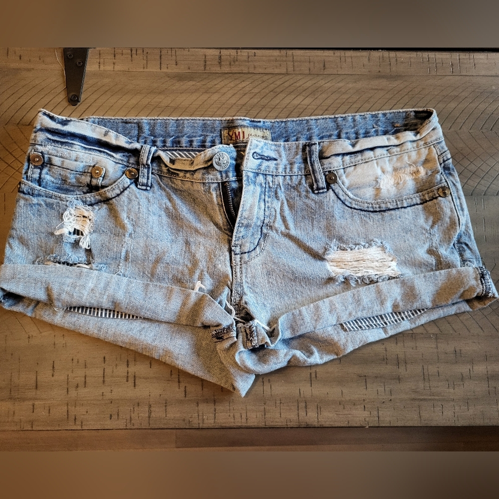YMI Light Blue Distressed Jean Shorts
